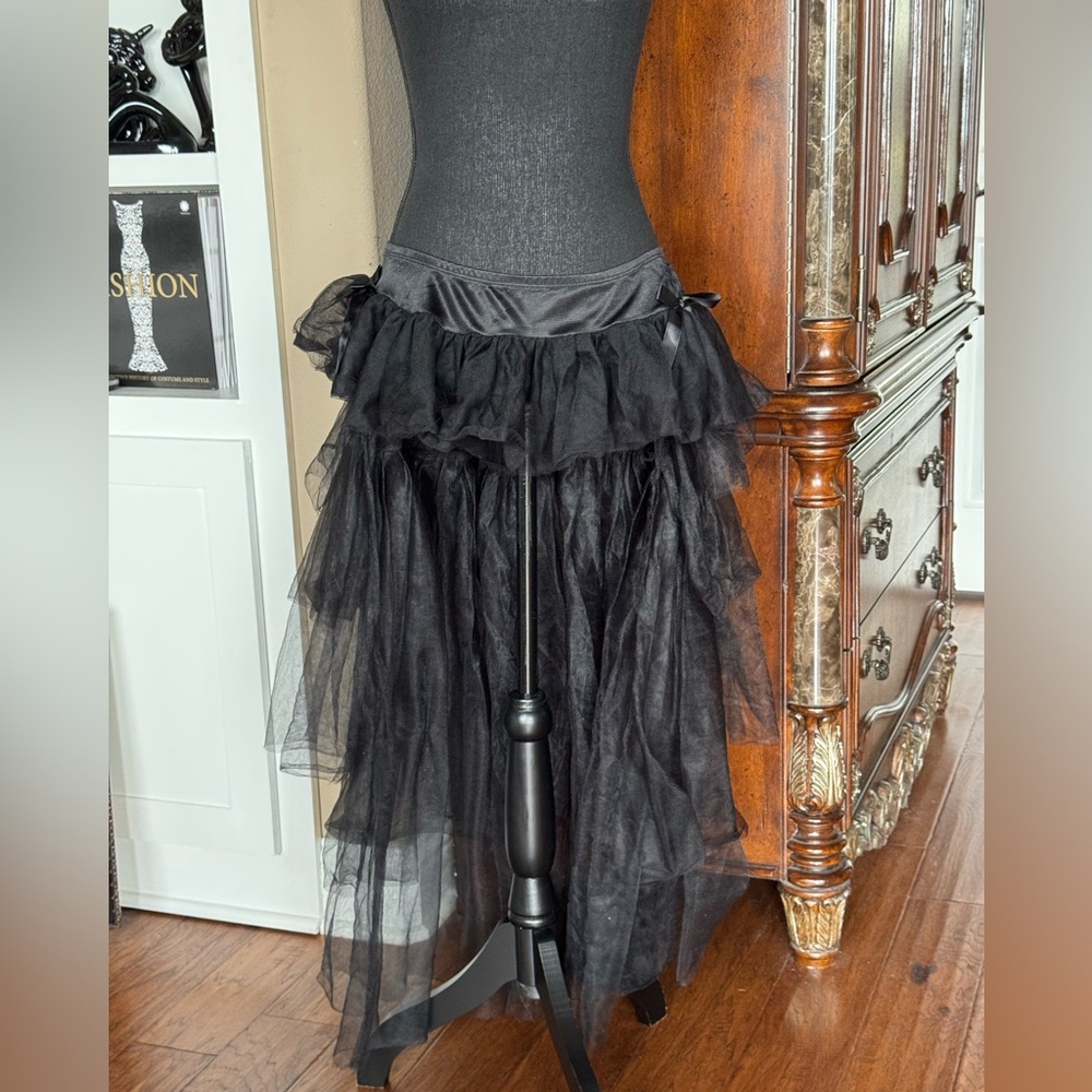 Music Legs‎ Black Layered Tulle Midi Skirt